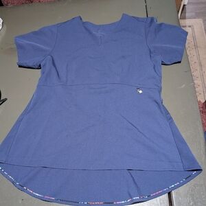 Vera Bradley Size Medium Navy Blue Scrub Top EUC